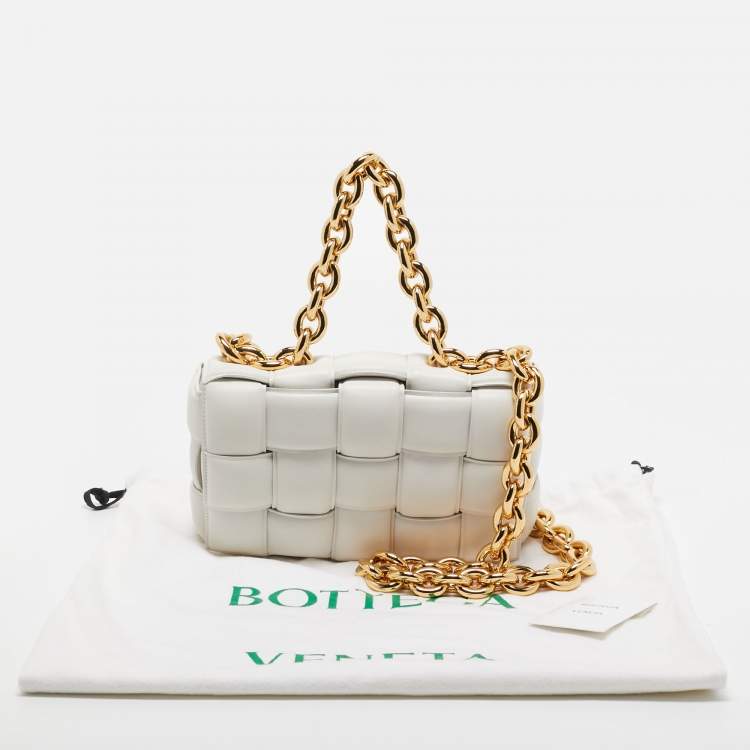Pre Owned Bottega Veneta White Padded Leather Cassette Shoulder Bag