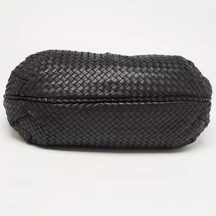 Pre Owned Bottega Veneta Black Intrecciato Leather Large Belly Hobo