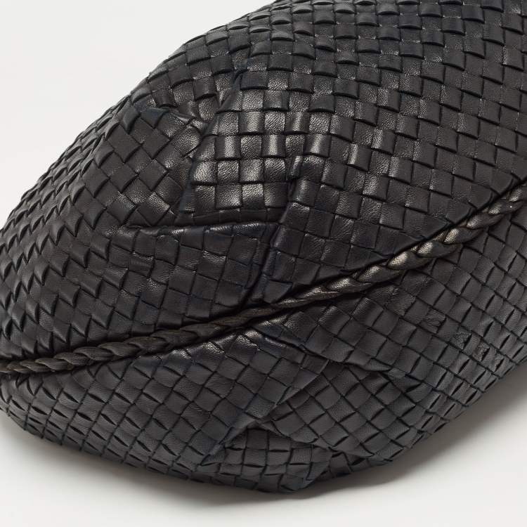 Pre Owned Bottega Veneta Black Intrecciato Leather Large Belly Hobo