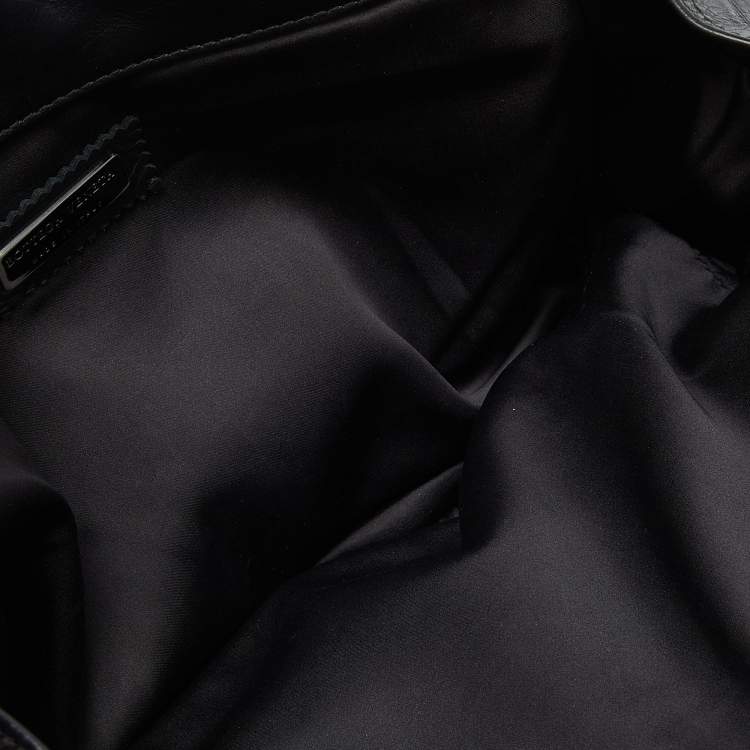 مملوكة مسبقًا Bottega Veneta Black Leather Front Pocket Satchel