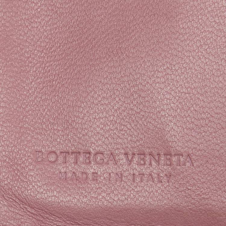 Pre Owned Bottega Veneta Pink Intrecciato Leather French Flap Wallet