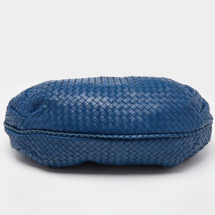 Pre Owned Bottega Veneta Blue Intrecciato Leather Large Belly Hobo