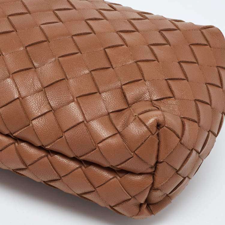 Pre Owned Bottega Veneta Brown Intrecciato Leather Phone Bag