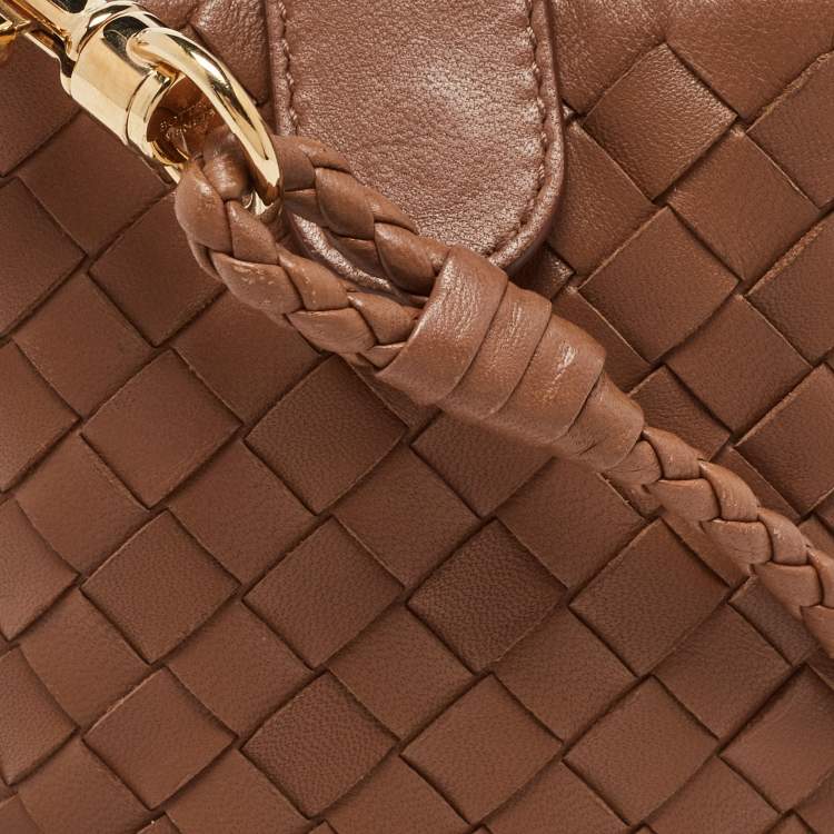 Pre Owned Bottega Veneta Brown Intrecciato Leather Phone Bag