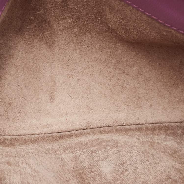 Pre Owned Bottega Veneta Purple Intrecciato Leather Twist Lock Flap Clutch