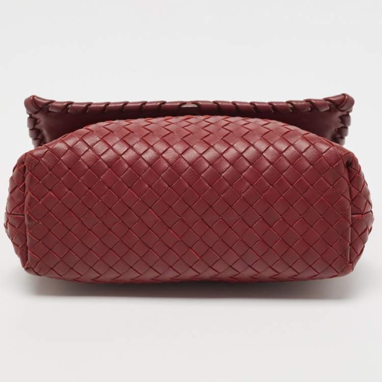 Pre Owned Bottega Veneta Red Intrecciato Leather Small Olimpia Shoulder Bag