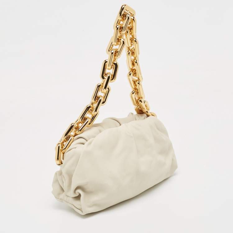 Pre Owned Bottega Veneta Off White Leather The Chain Pouch Bag