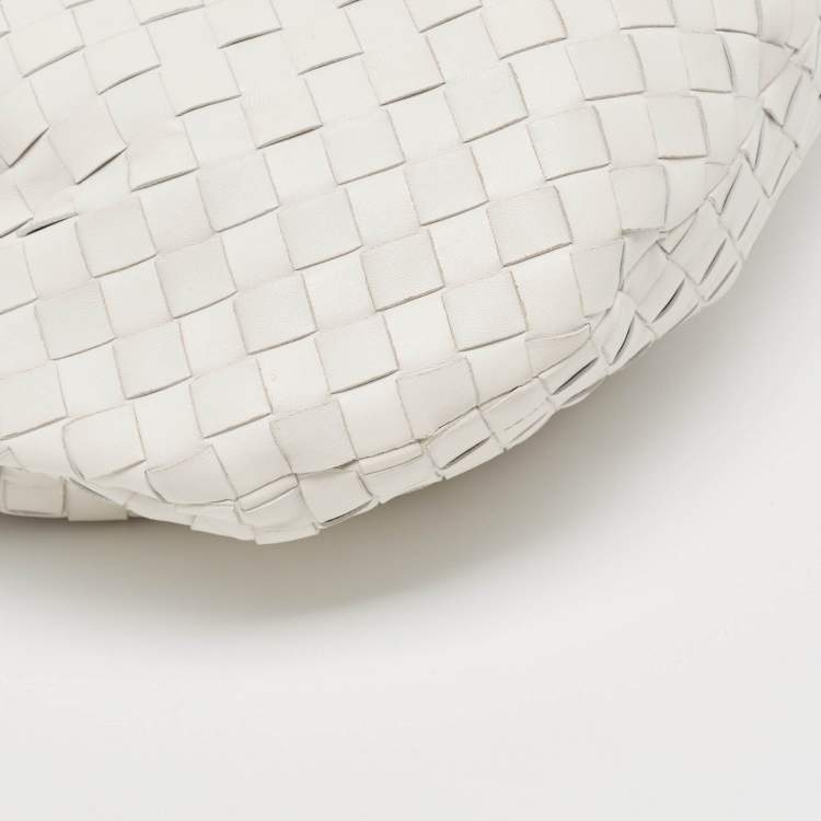 Pre Owned Bottega Veneta White Intrecciato Leather Small Jodie Bag