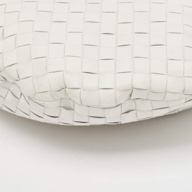 Pre Owned Bottega Veneta White Intrecciato Leather Small Jodie Bag