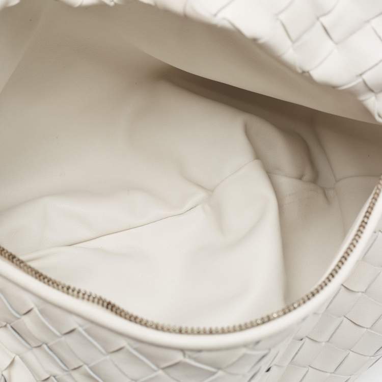 Pre Owned Bottega Veneta White Intrecciato Leather Small Jodie Bag