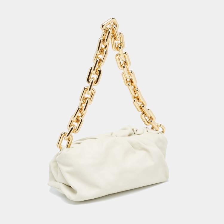 Pre Owned Bottega Veneta Off White Leather The Chain Pouch Bag