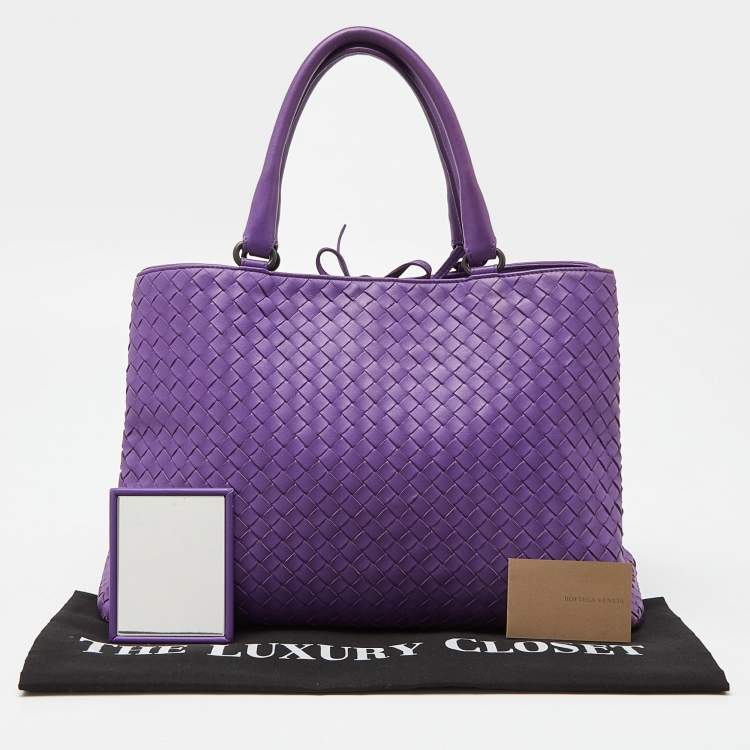 Pre Owned Bottega Veneta Purple Intrecciato Leather Tote
