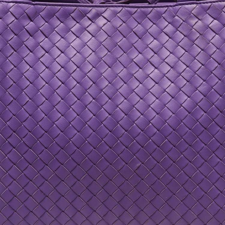 Pre Owned Bottega Veneta Purple Intrecciato Leather Tote