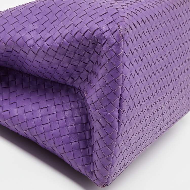 Pre Owned Bottega Veneta Purple Intrecciato Leather Tote