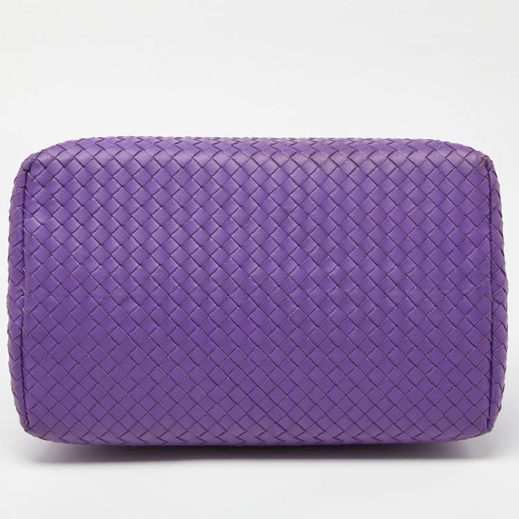 Pre Owned Bottega Veneta Purple Intrecciato Leather Tote
