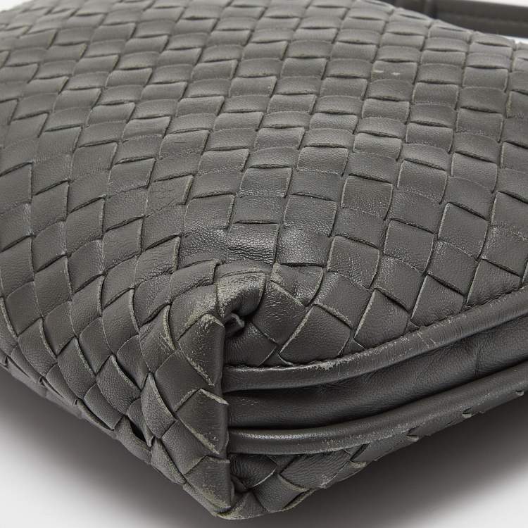 Pre Owned Bottega Veneta Grey Intrecciato Leather Nodini Crossbody Bag
