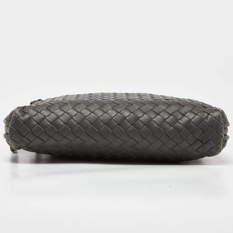 Pre Owned Bottega Veneta Grey Intrecciato Leather Nodini Crossbody Bag