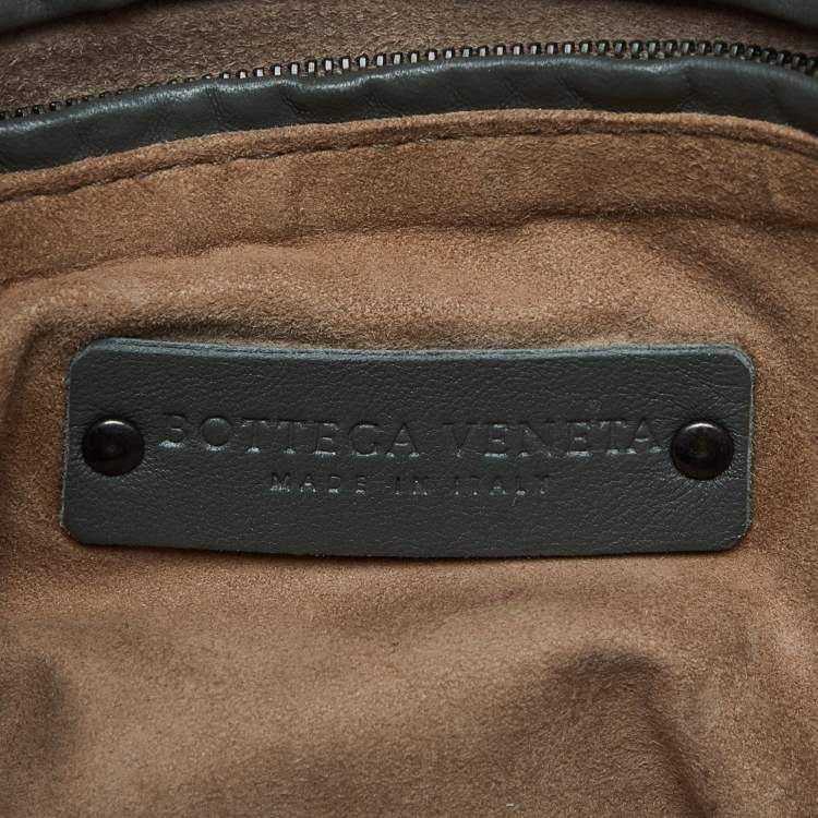 Pre Owned Bottega Veneta Grey Intrecciato Leather Nodini Crossbody Bag