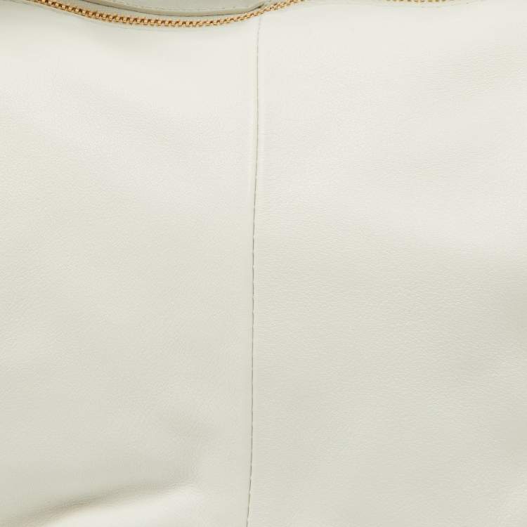 Pre Owned Bottega Veneta White Leather Mini Double Knot Hobo