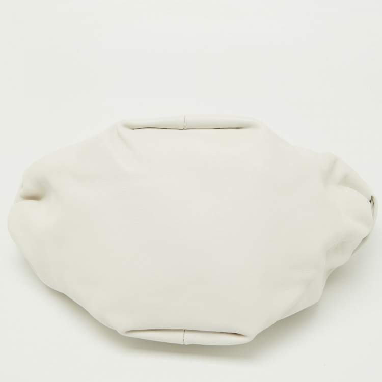 Pre Owned Bottega Veneta White Leather Mini Double Knot Hobo