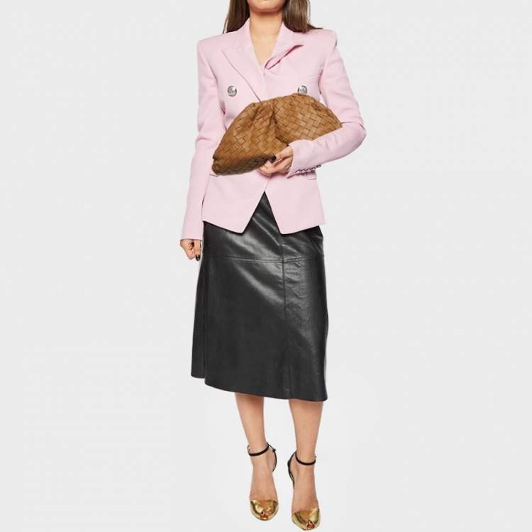 Pre Owned Bottega Veneta Brown Intrecciato Leather The Pouch Clutch