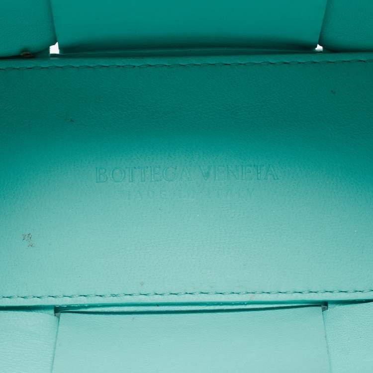 Pre Owned Bottega Veneta Aqua Green Intrecciato Leather Candy Arco Tote