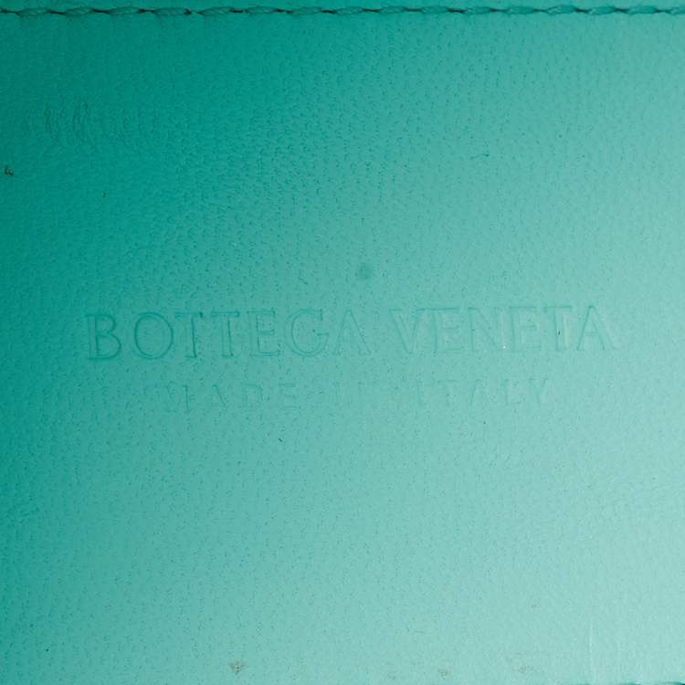 Pre Owned Bottega Veneta Aqua Green Intrecciato Leather Candy Arco Tote