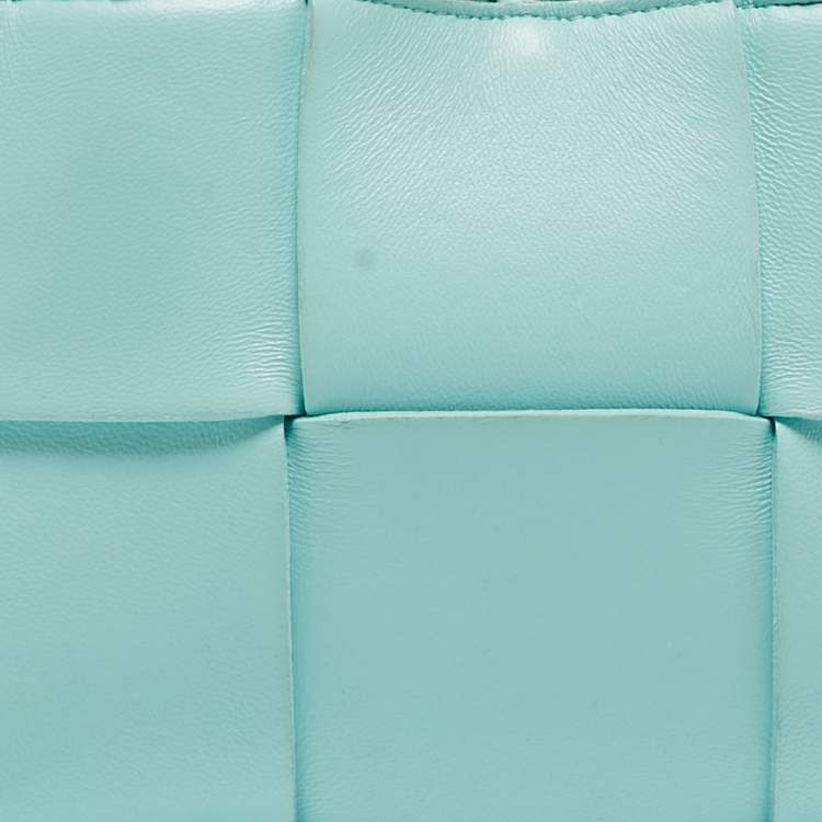 Pre Owned Bottega Veneta Aqua Green Intrecciato Leather Candy Arco Tote