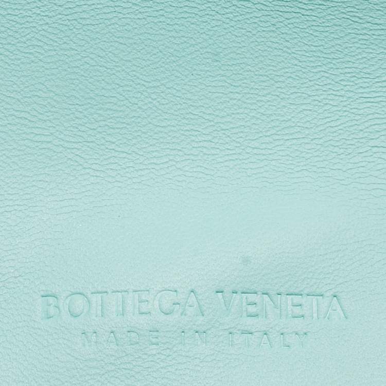 Pre Owned Bottega Veneta Aqua Green Intrecciato Leather Candy Arco Tote