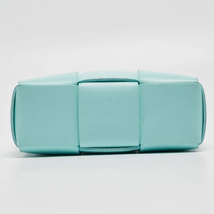 Pre Owned Bottega Veneta Aqua Green Intrecciato Leather Candy Arco Tote