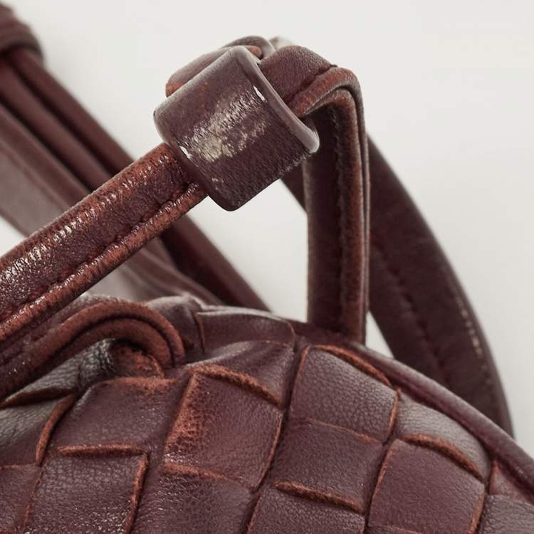 Pre Owned Bottega Veneta Purple Intrecciato Leather Nodini Crossbody Bag