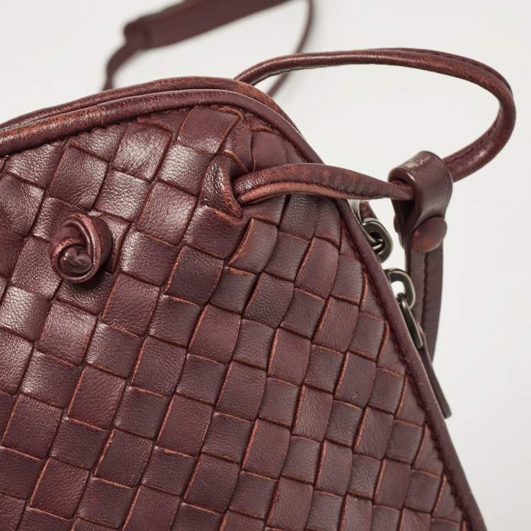 Pre Owned Bottega Veneta Purple Intrecciato Leather Nodini Crossbody Bag