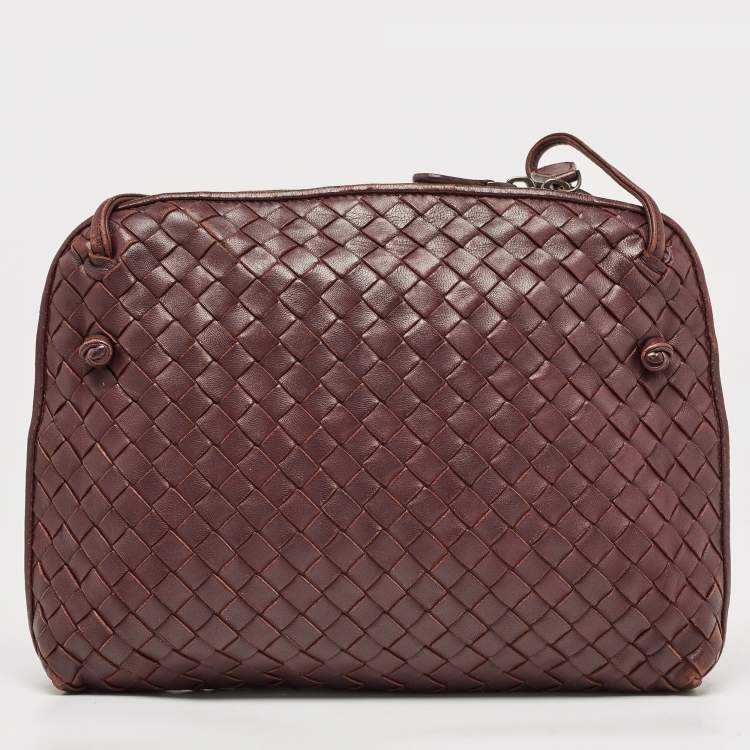 Pre Owned Bottega Veneta Purple Intrecciato Leather Nodini Crossbody Bag