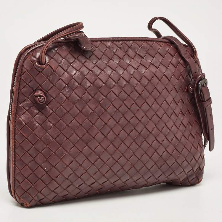 Pre Owned Bottega Veneta Purple Intrecciato Leather Nodini Crossbody Bag