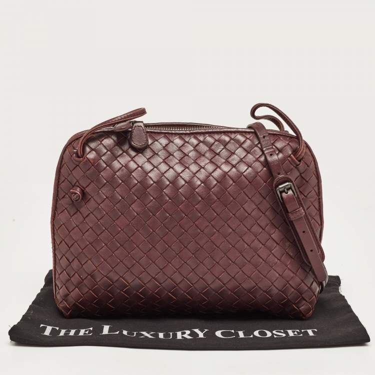 Pre Owned Bottega Veneta Purple Intrecciato Leather Nodini Crossbody Bag
