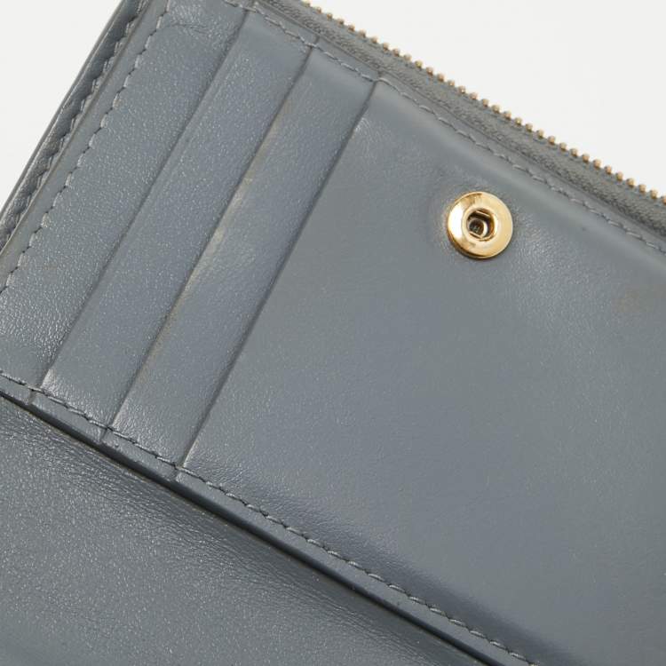 Pre Owned Bottega Veneta Grey Intrecciato Leather Cassette Compact Walllet