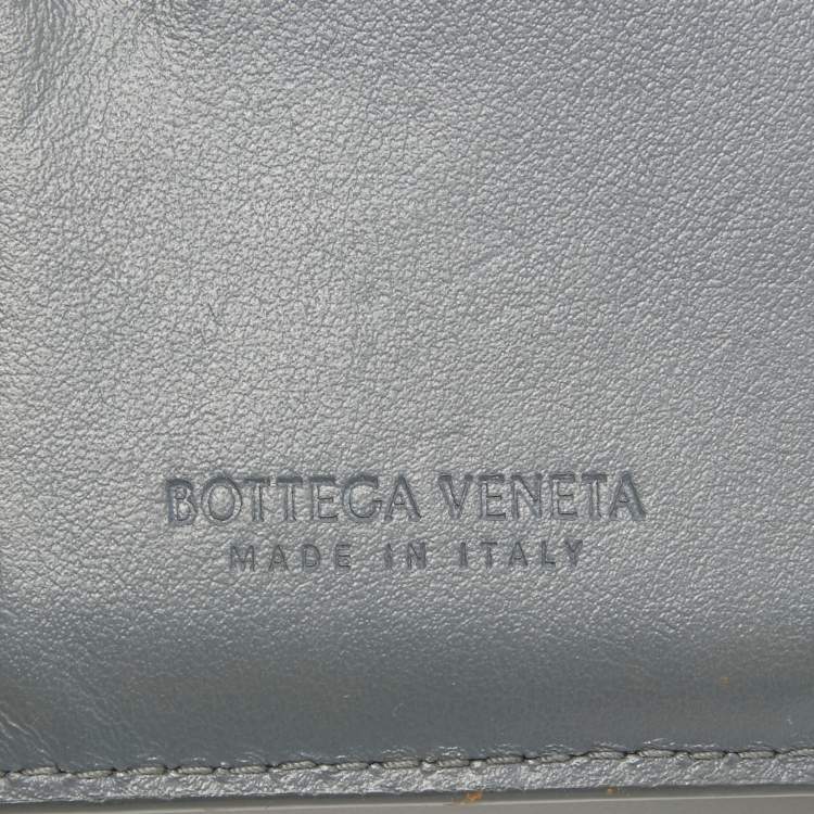 Pre Owned Bottega Veneta Grey Intrecciato Leather Cassette Compact Walllet