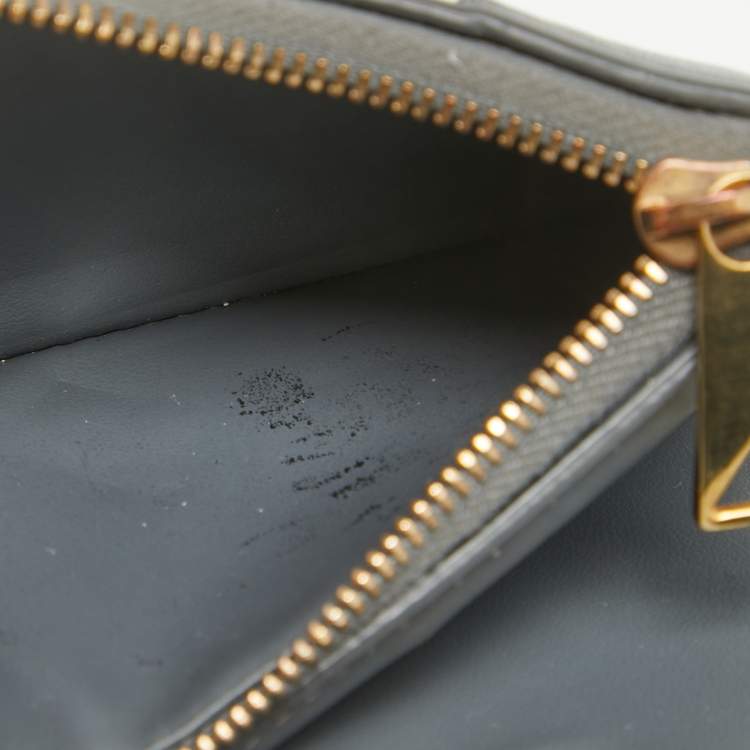 Pre Owned Bottega Veneta Grey Intrecciato Leather Cassette Compact Walllet
