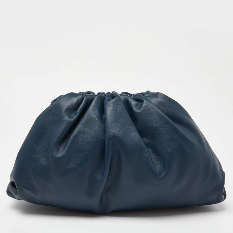 Pre Owned Bottega Veneta Teal Blue Leather The Pouch Clutch