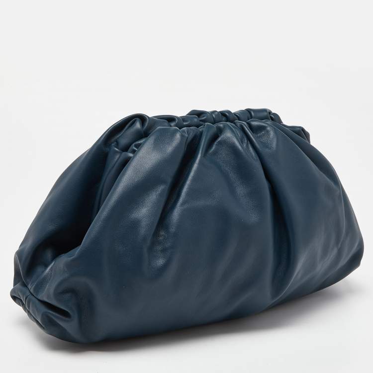 Pre Owned Bottega Veneta Teal Blue Leather The Pouch Clutch