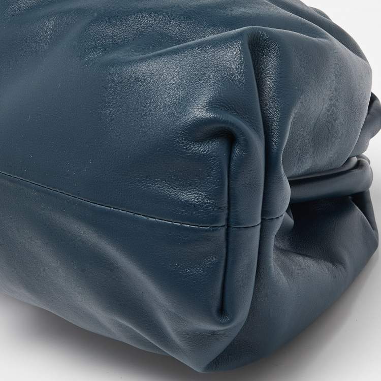 Pre Owned Bottega Veneta Teal Blue Leather The Pouch Clutch