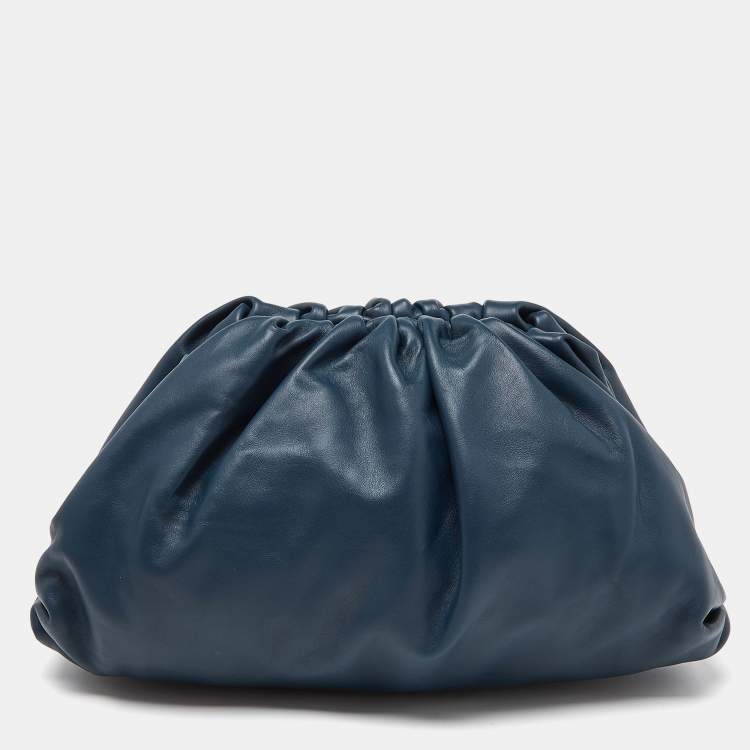 Pre Owned Bottega Veneta Teal Blue Leather The Pouch Clutch