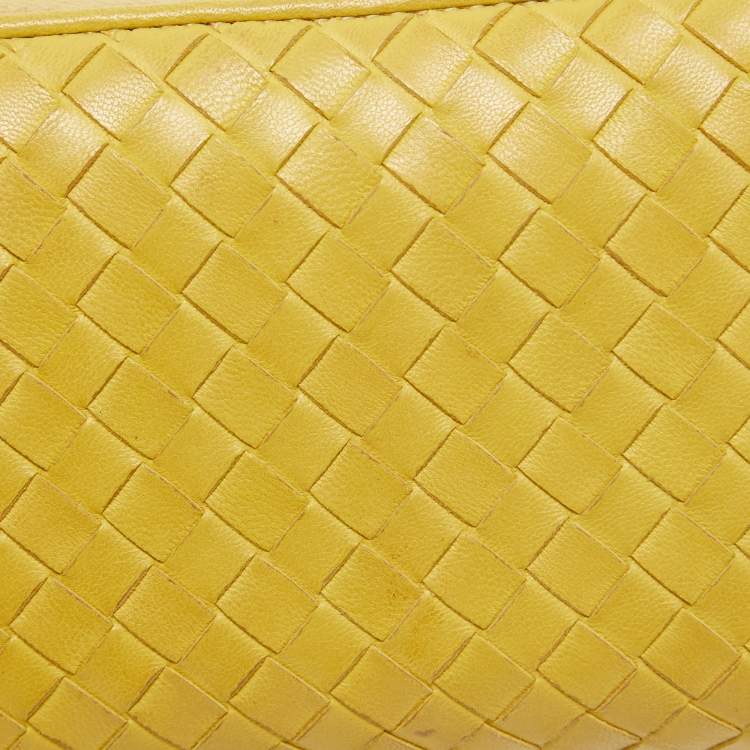 Pre Owned Bottega Veneta Yellow Intrecciato Leather Zip Around Wallet