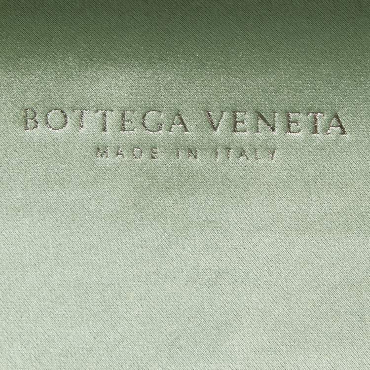 Pre Owned Bottega Veneta Light Green Intrecciato Satin and Watersnake Leather Knot Long Clutch