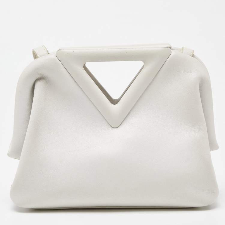 Pre Owned Bottega Veneta White Intrecciato Leather Point Shoulder Bag