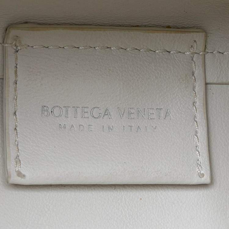 Pre Owned Bottega Veneta White Intrecciato Leather Point Shoulder Bag