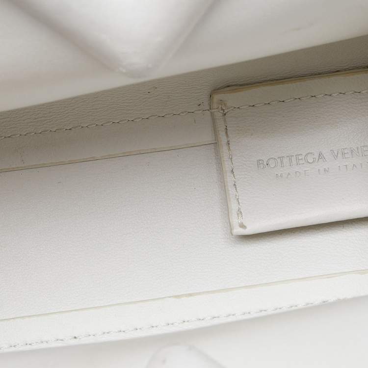 Pre Owned Bottega Veneta White Intrecciato Leather Point Shoulder Bag