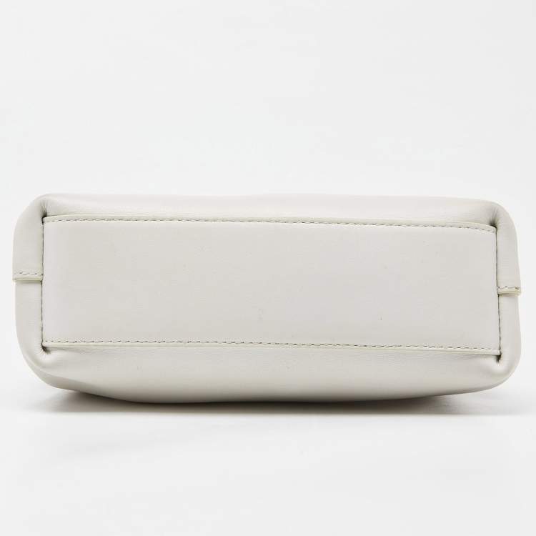 Pre Owned Bottega Veneta White Intrecciato Leather Point Shoulder Bag