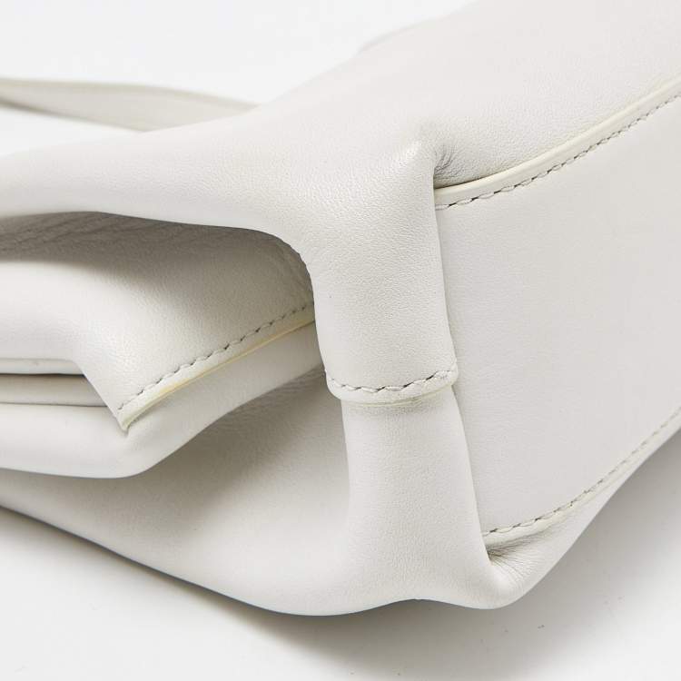 Pre Owned Bottega Veneta White Intrecciato Leather Point Shoulder Bag