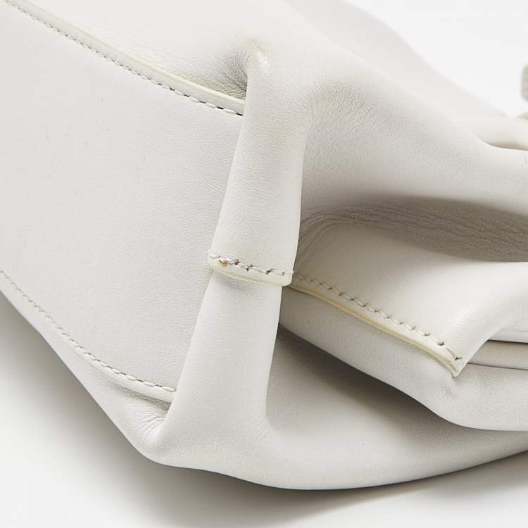 Pre Owned Bottega Veneta White Intrecciato Leather Point Shoulder Bag